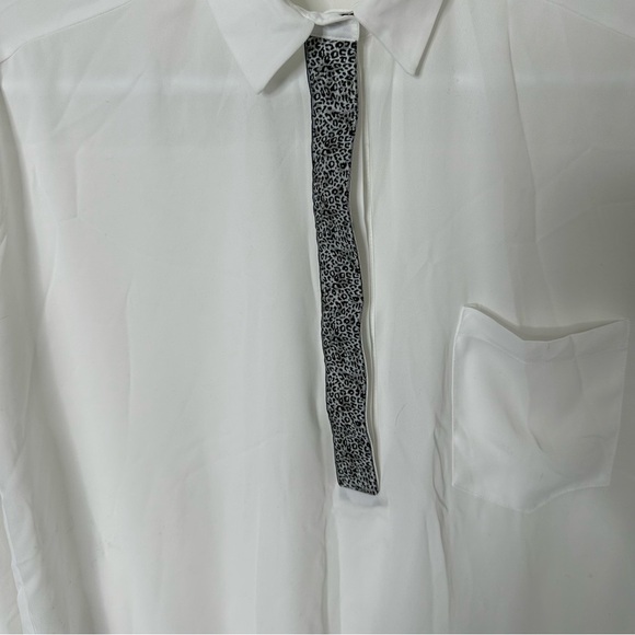 Zara women’s white  blouse with leopard animal print trim size L - Picture 4 of 8